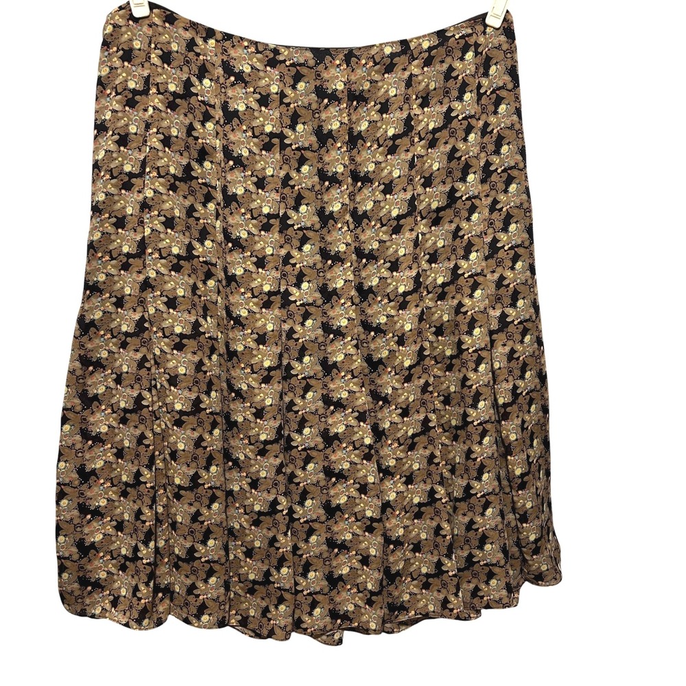 Liz Claiborne Woman Studio 22W Brown Floral A Line Midi Skirt Boho Cottagecore
